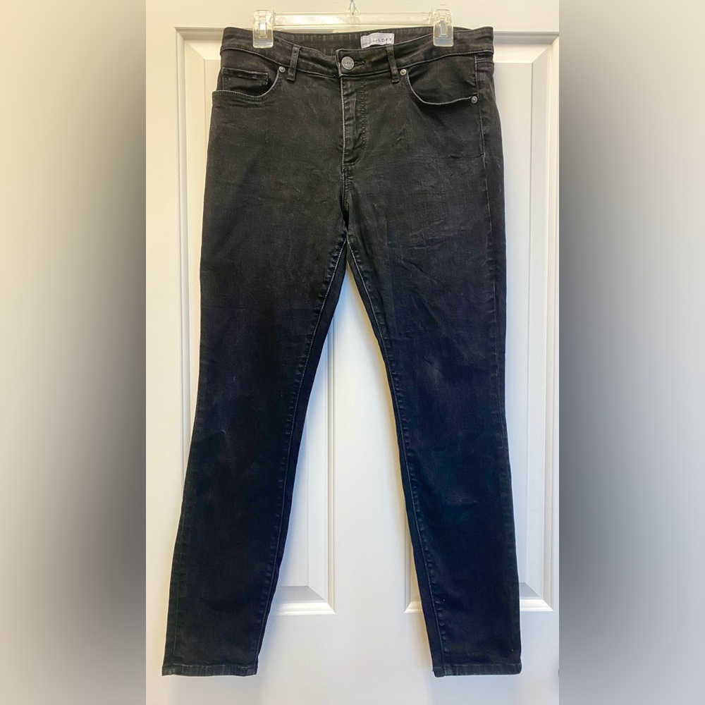 LOFT Women's Black Curvy Skinny Jeans, Size 30/10